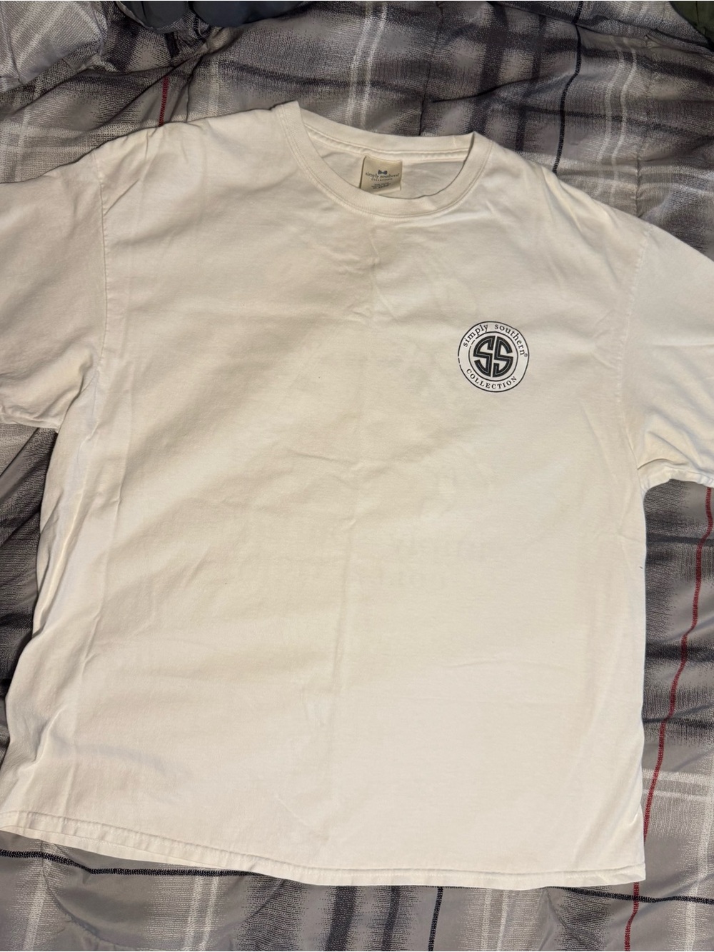 Simply Southern White Tee with Black Circular Logo and back des -XL Unisex sized